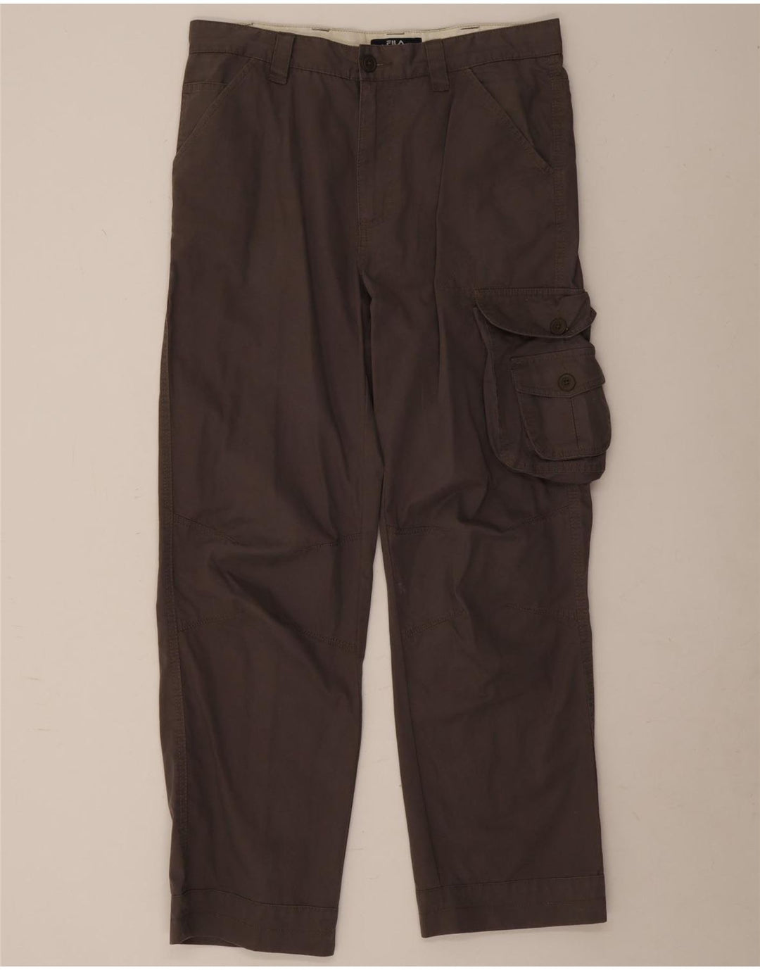 Fila Mens Straight Cargo Calças W32 L28 Algodão Marrom