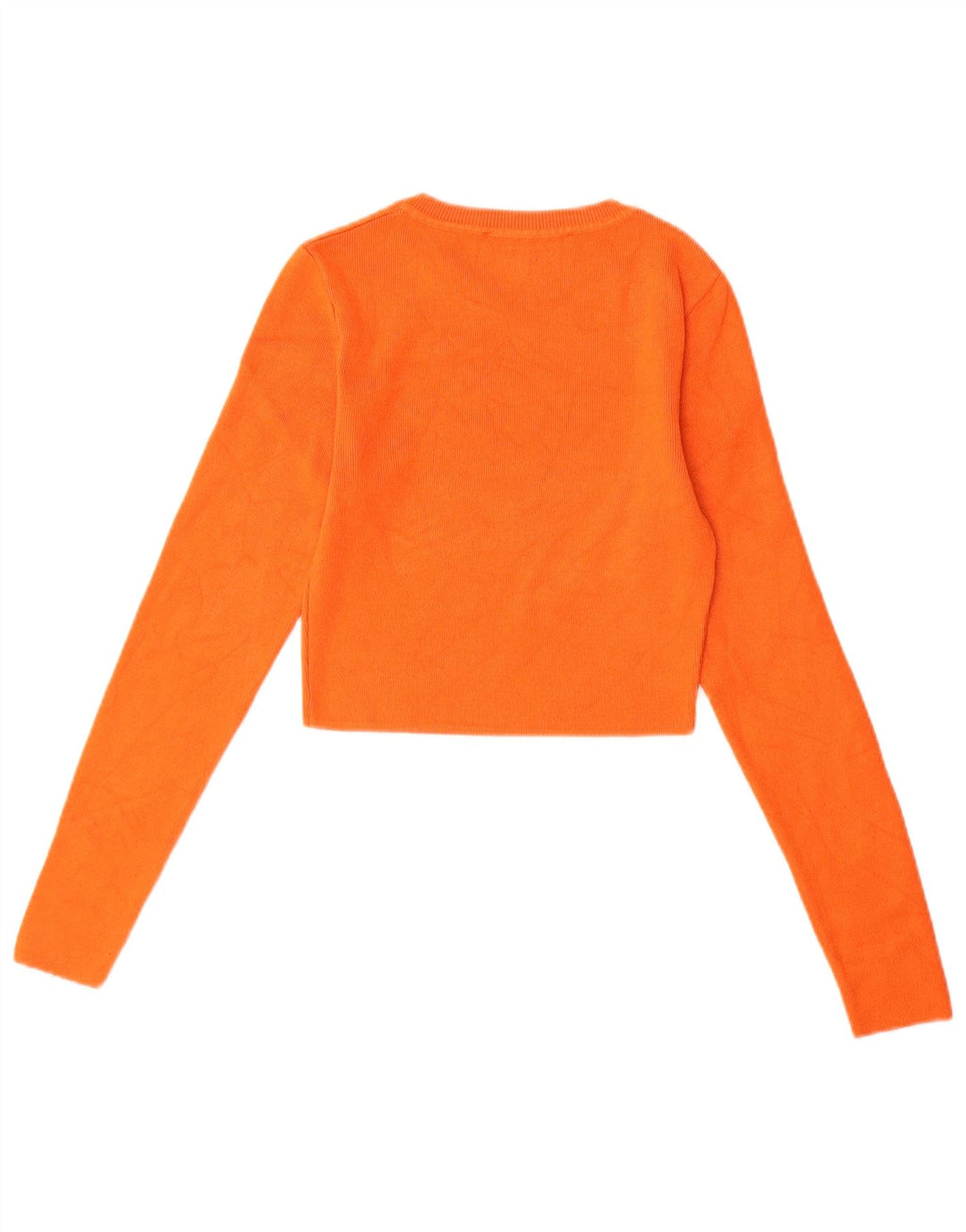 Suéter feminino ZARA com gola canoa e gola redonda, tamanho 8, pequeno, laranja