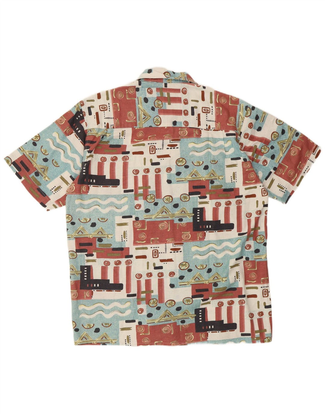 Camisa masculina de manga curta BROADWAY tamanho 39/40 médio multicolorido geométrico