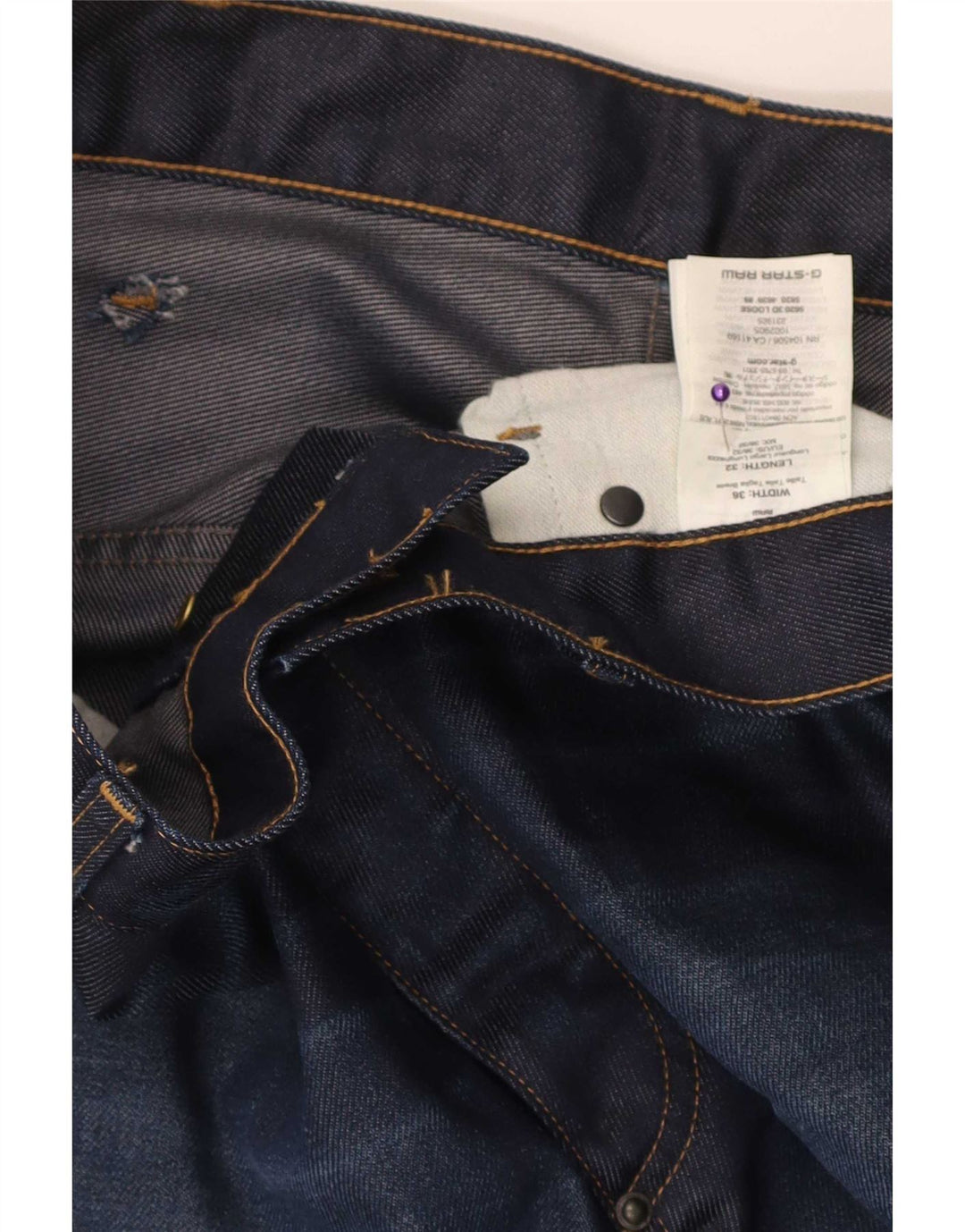 Jeans soltos masculinos G-Star W36 L32 algodão azul marinho