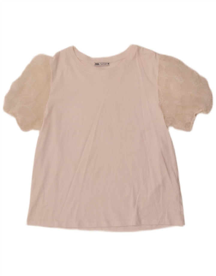 Blusa feminina Zara Top UK 14 algodão branco médio