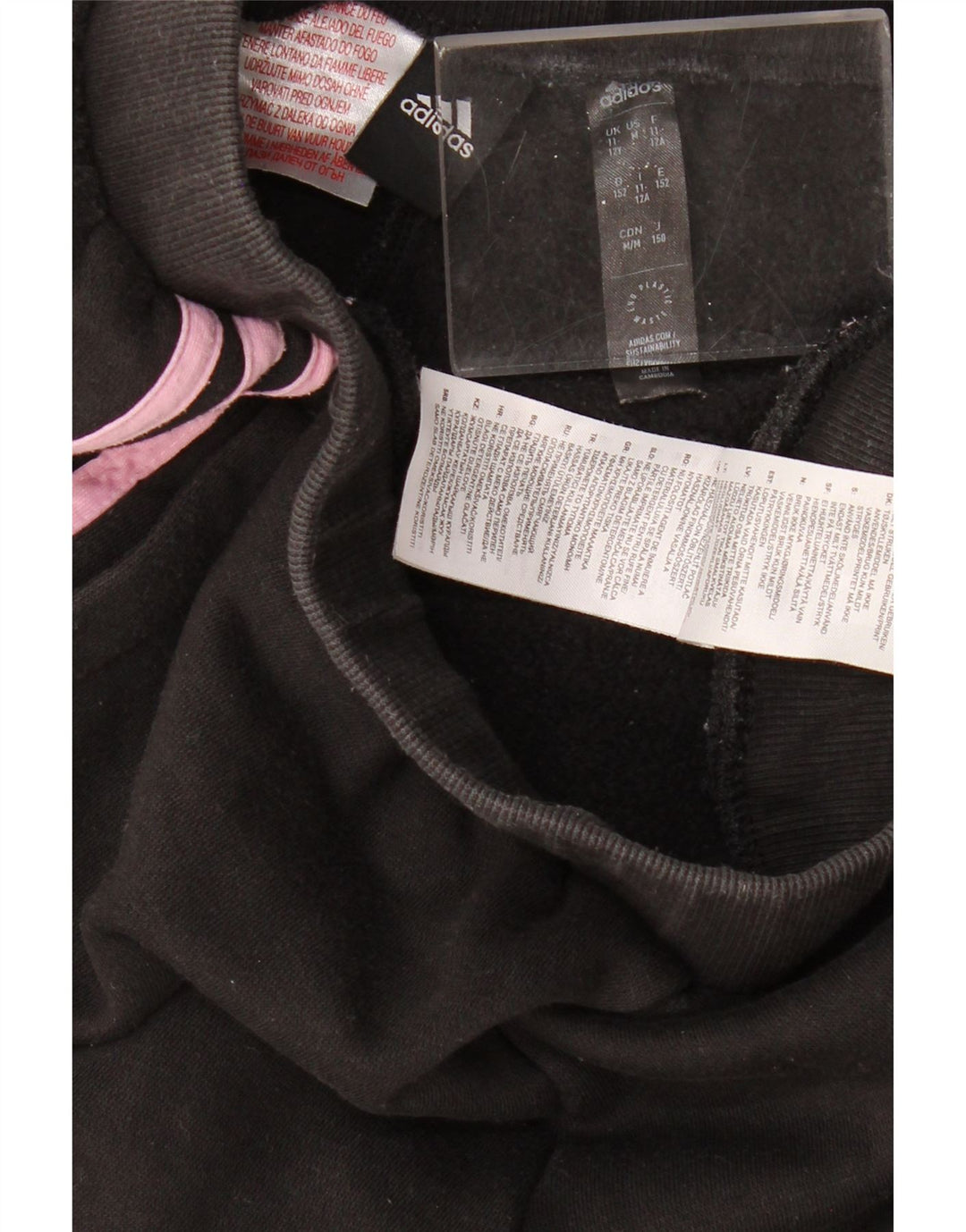 ADIDAS Meninas Calças de treino Joggers 11-12 Anos Algodão Preto