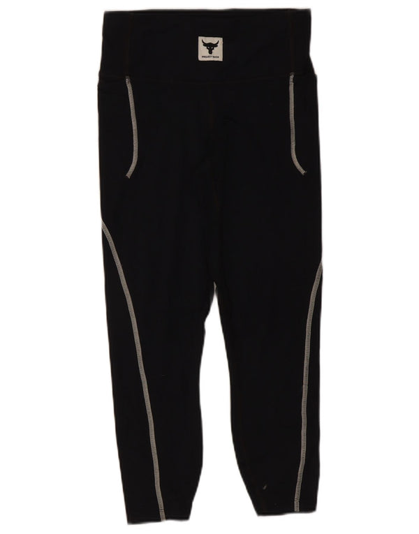 Under Armour Womens Project Rock Capri Leggings Reino Unido 8 Pequeno Preto Nylon