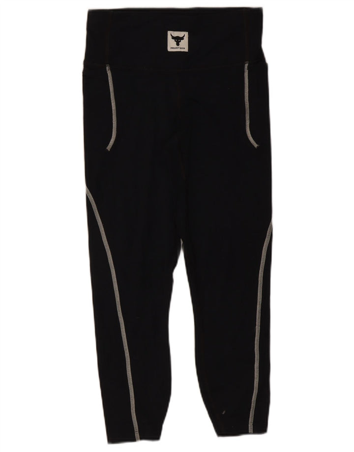 Under Armour Womens Project Rock Capri Leggings Reino Unido 8 Pequeno Preto Nylon