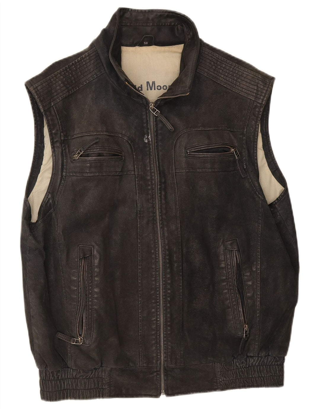 Colete de couro masculino David Moore IT 50 grande preto