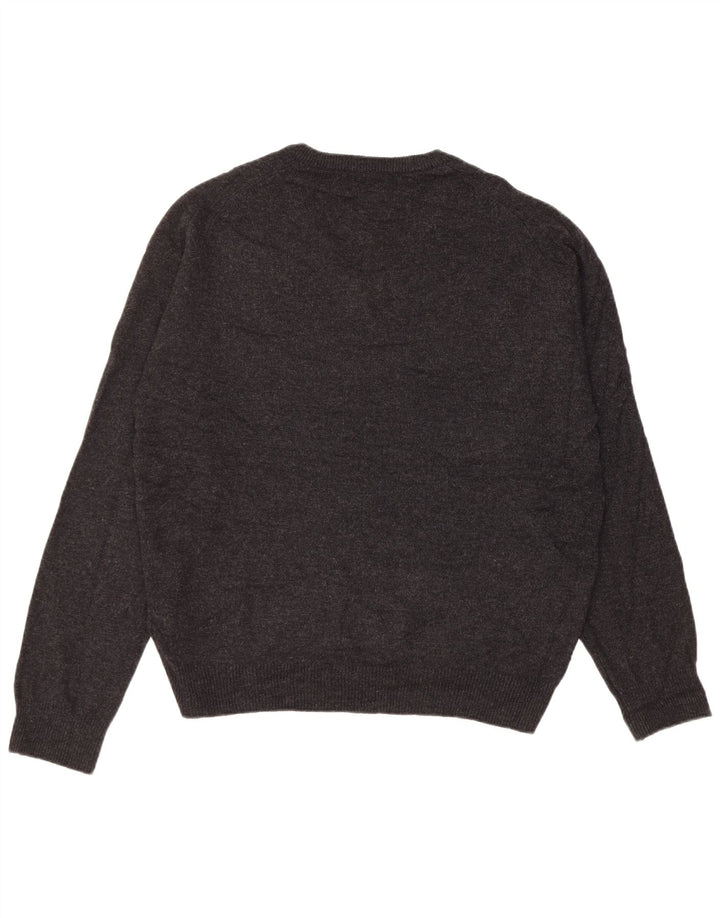 Suéter masculino Marks & Spencer com ajuste regular e decote em V, grande lã preta