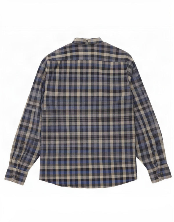 Marks & Spencer Mens Flannel Shirt XL Navy Blue Check Cotton