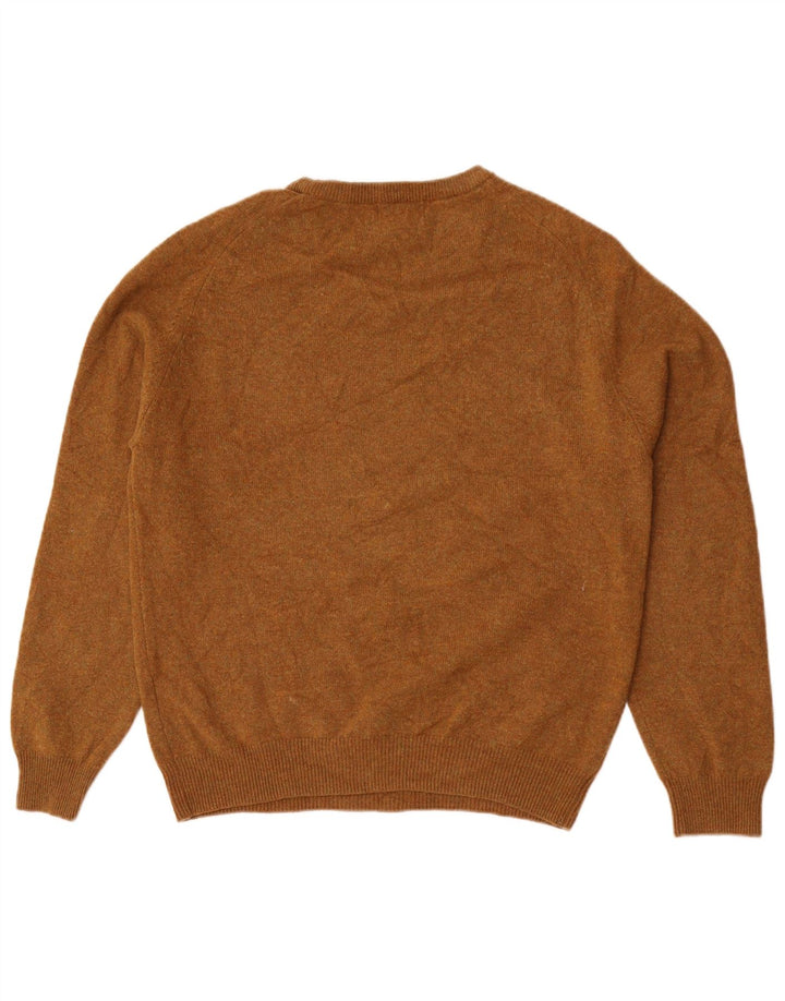 Suéter masculino Marks & Spencer com gola redonda, grande lã manchada marrom