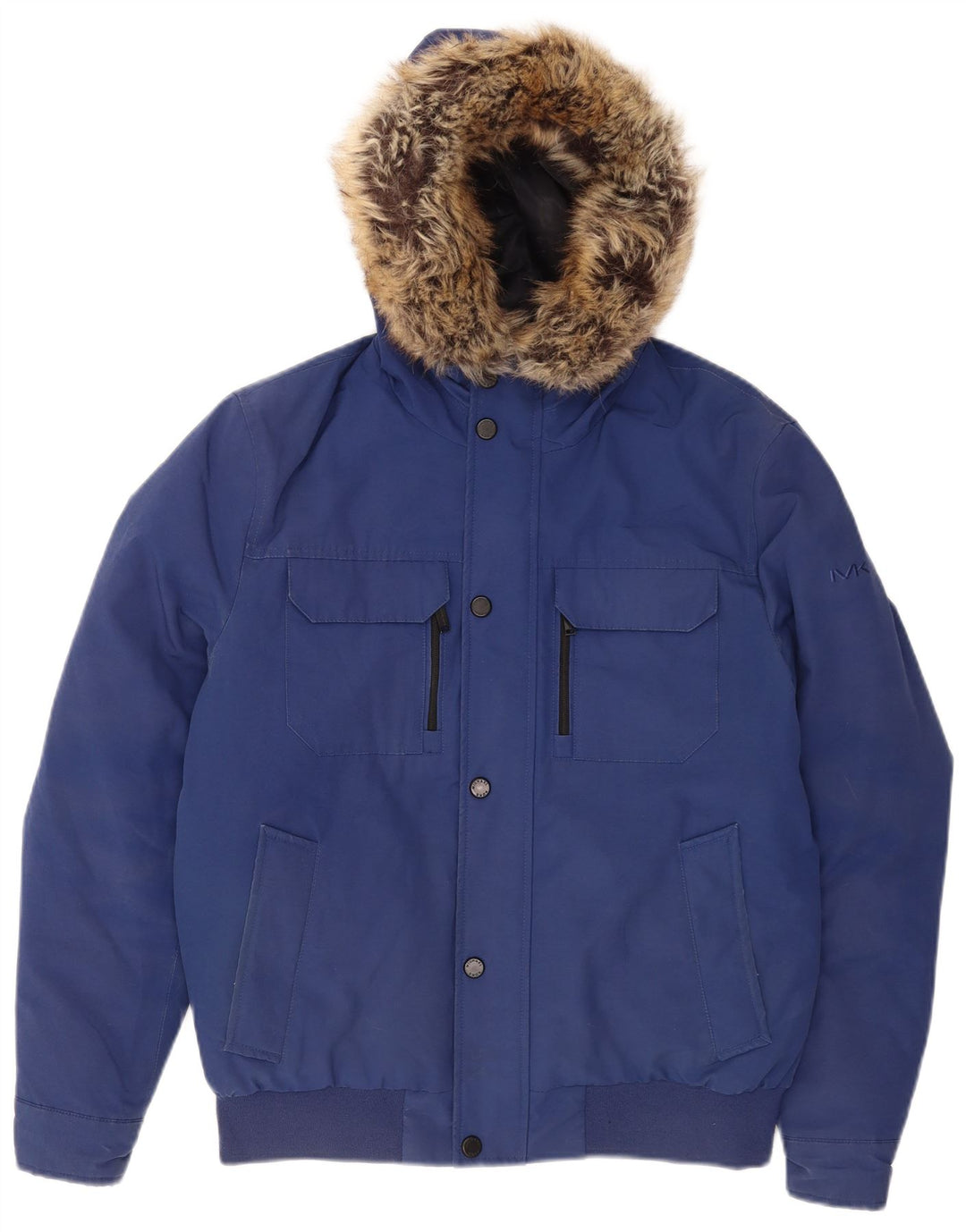 Jaqueta bomber masculina acolchoada com capuz Michael Kors Reino Unido 36 poliéster azul pequeno