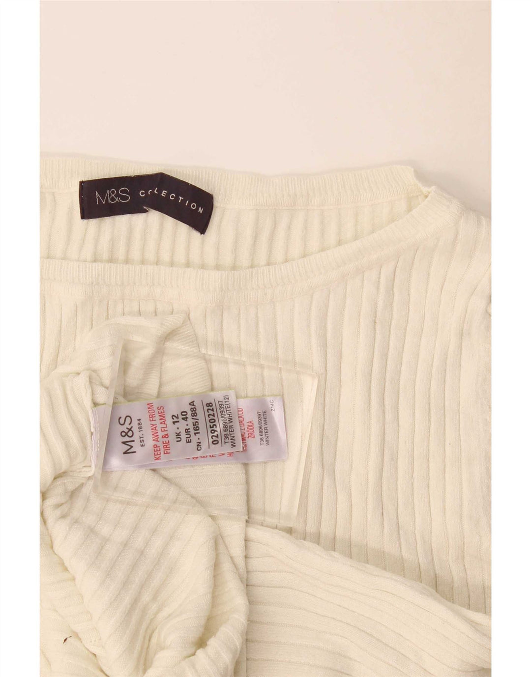 Top feminino Marks & Spencer manga 3/4 UK 12 médio off white viscose