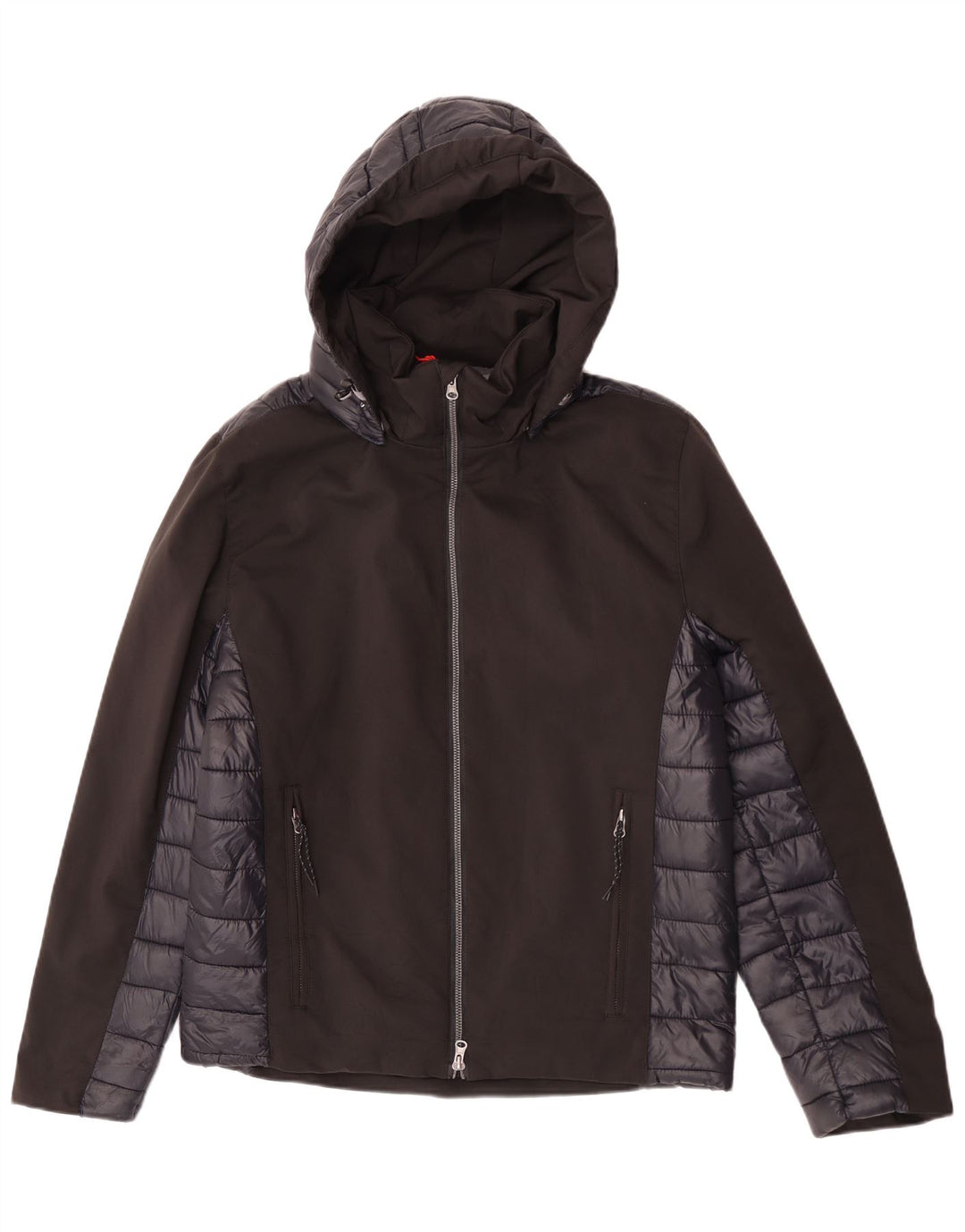 Jaqueta acolchoada com capuz masculina Brugi UK 40 grande poliéster colorblock preto