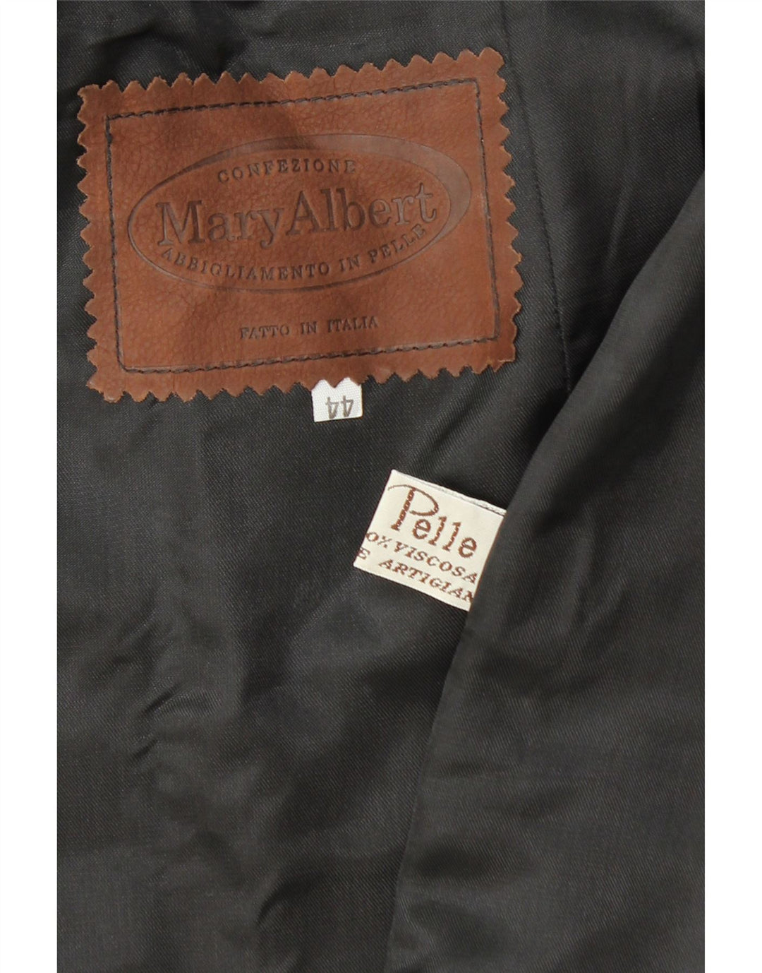 Saia feminina de couro MARY ALBERT IT 44 médio W28 couro preto