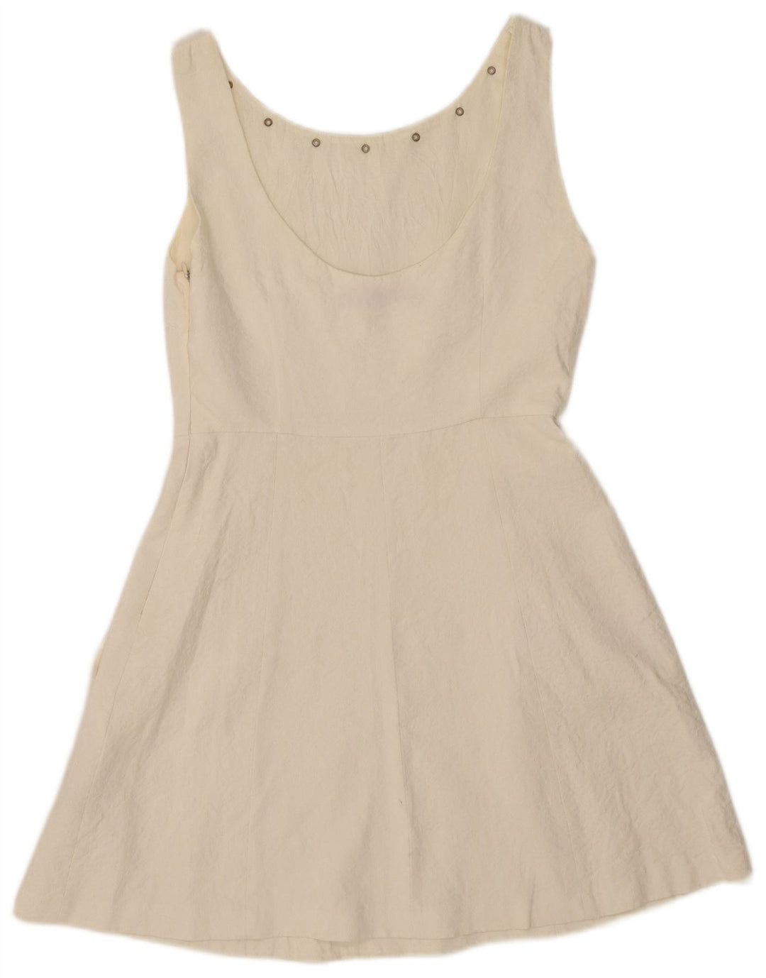 Vestido feminino Zara sem mangas evasê UK 12 médio branco viscose