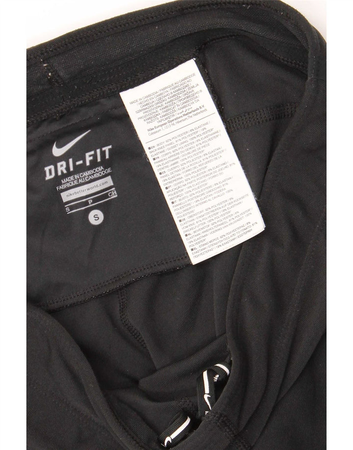 Nike Womens Capri Leggings UK 8 Pequeno Poliéster Preto Manchado