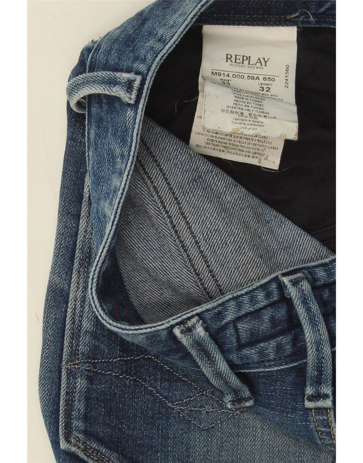 Replay Jeans Slim Masculino W33 L32 Azul Algodão