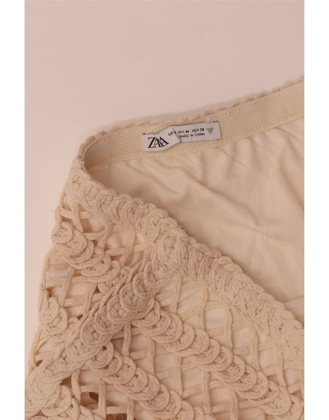 Saia maxi feminina Zara médio W28 algodão bege