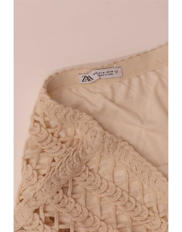 Saia maxi feminina Zara médio W28 algodão bege