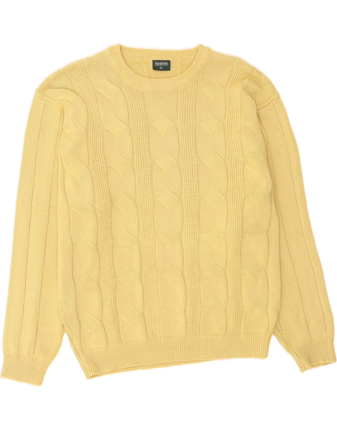 KINGFIELD Mens Crew Neck Jumper Sweater XL Yellow Cotton Vintage Kingfield and Second-Hand Kingfield from Messina Hembry 