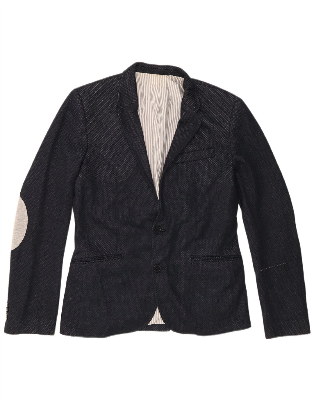 Jaqueta blazer masculina Zara com 2 botões Reino Unido 40 grande poliéster azul marinho