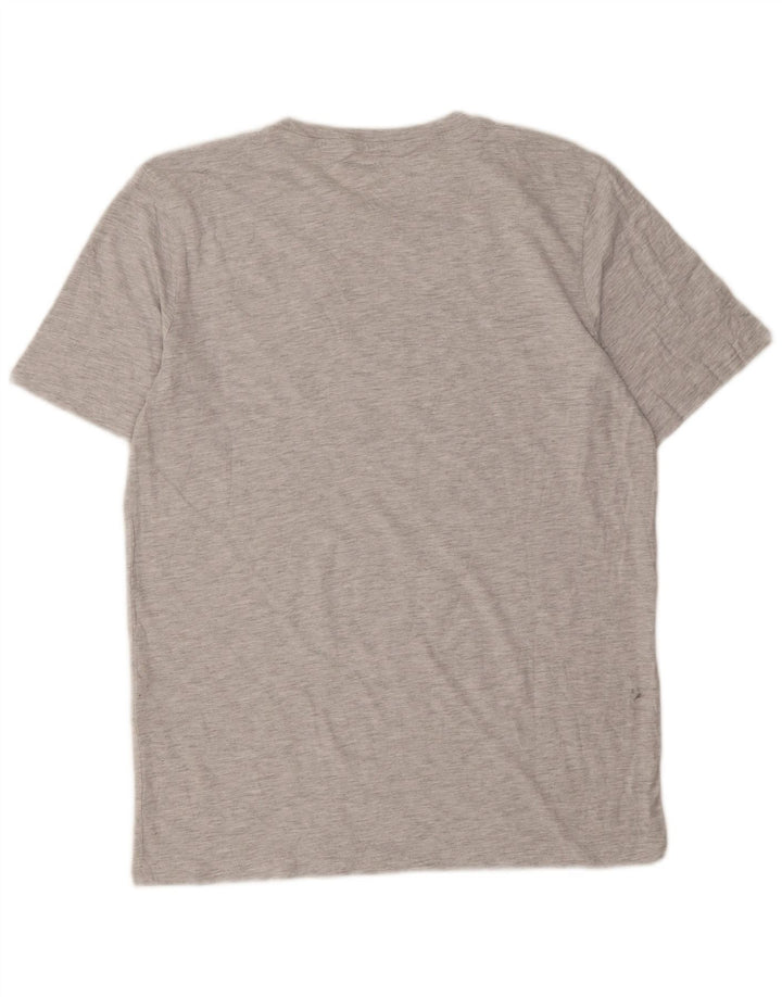 Camiseta masculina gráfica Jack & Jones Top algodão manchado cinza médio