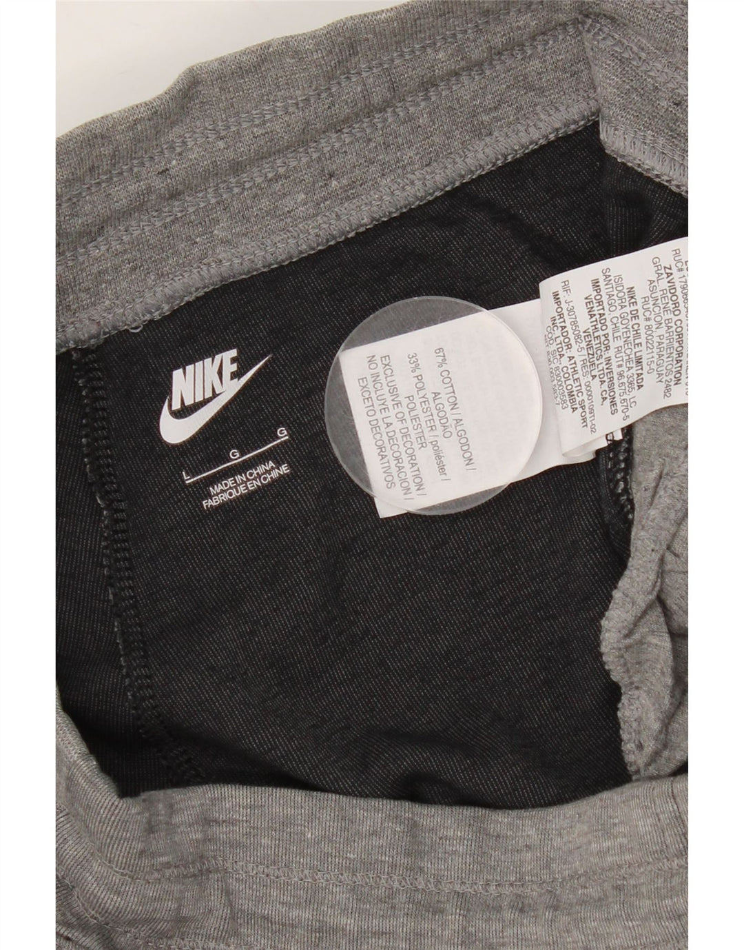 Calça de treino masculina Nike Joggers grande cinza colorblock algodão