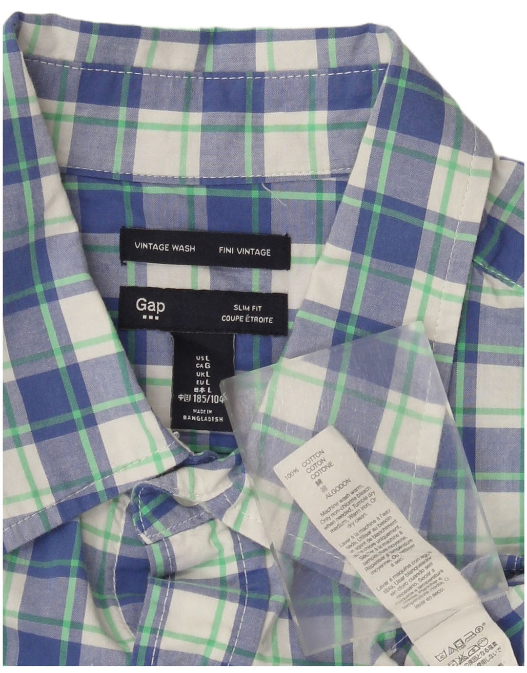 Camisa masculina slim fit Gap grande algodão xadrez azul