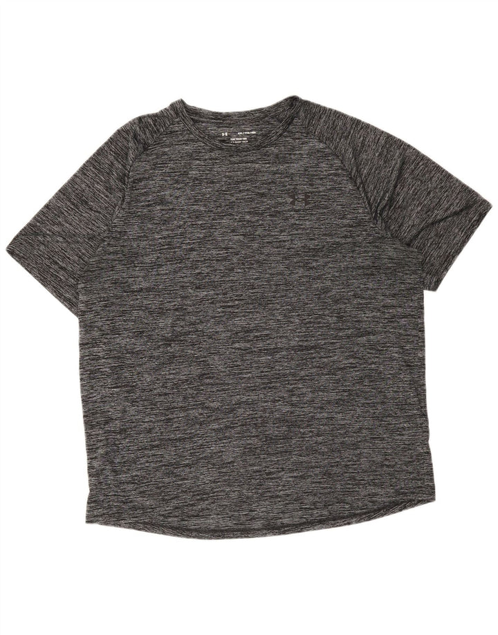 Camiseta masculina Under Armour Top 2XL poliéster manchado cinza