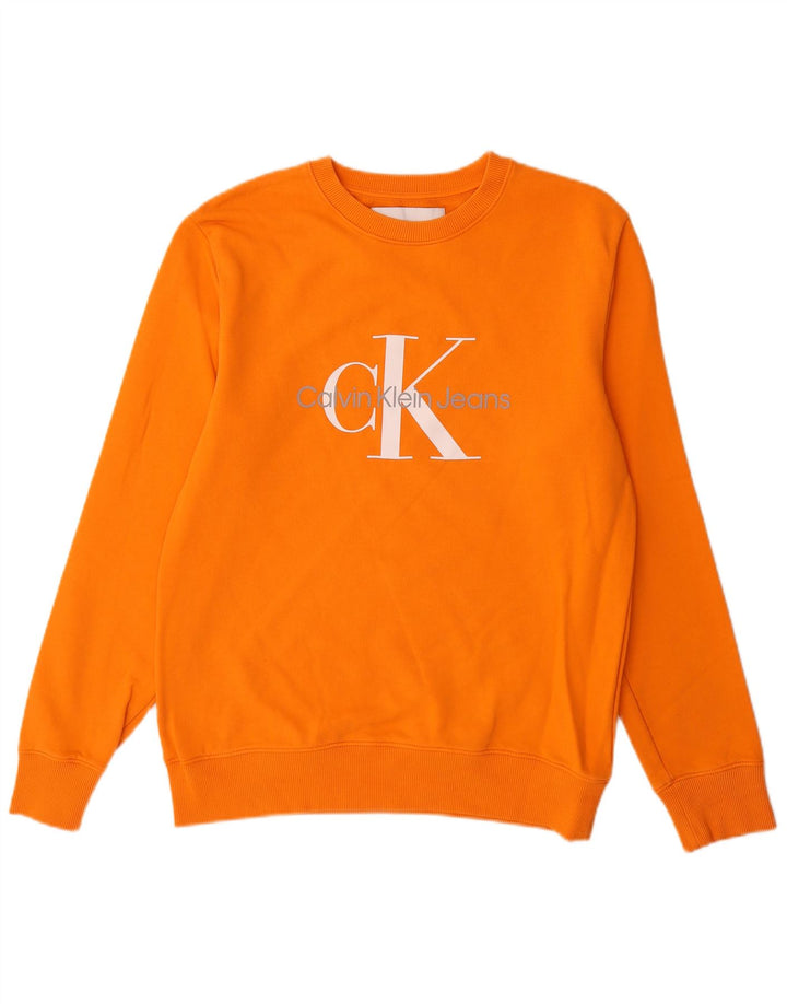 Calvin Klein Jeans Masculino moletom gráfico jumper médio laranja algodão