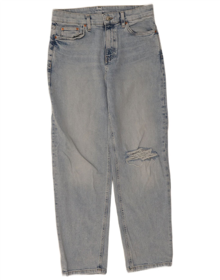 Calça jeans feminina Marks & Spencer Tapered UK 12 médio W28 L27 azul