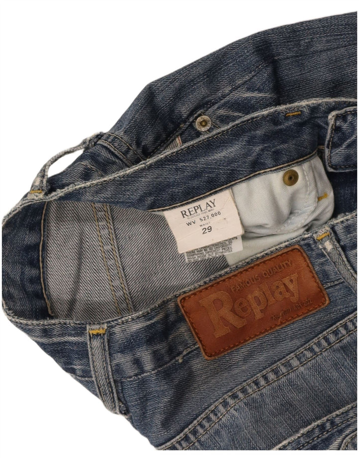Jeans cônicos femininos REPLAY W29 L25 algodão azul