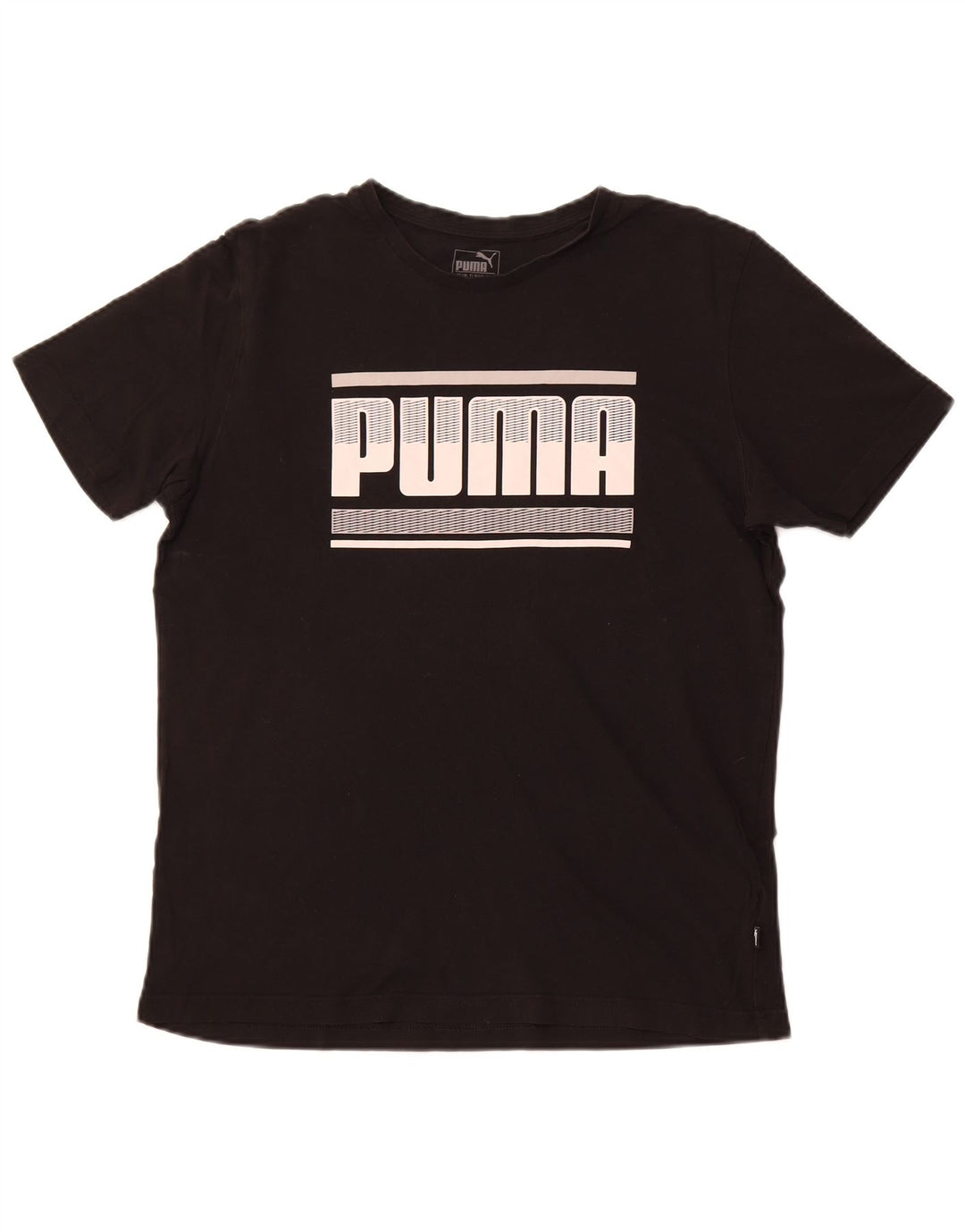 Camiseta masculina PUMA com estampa gráfica grande de algodão preto