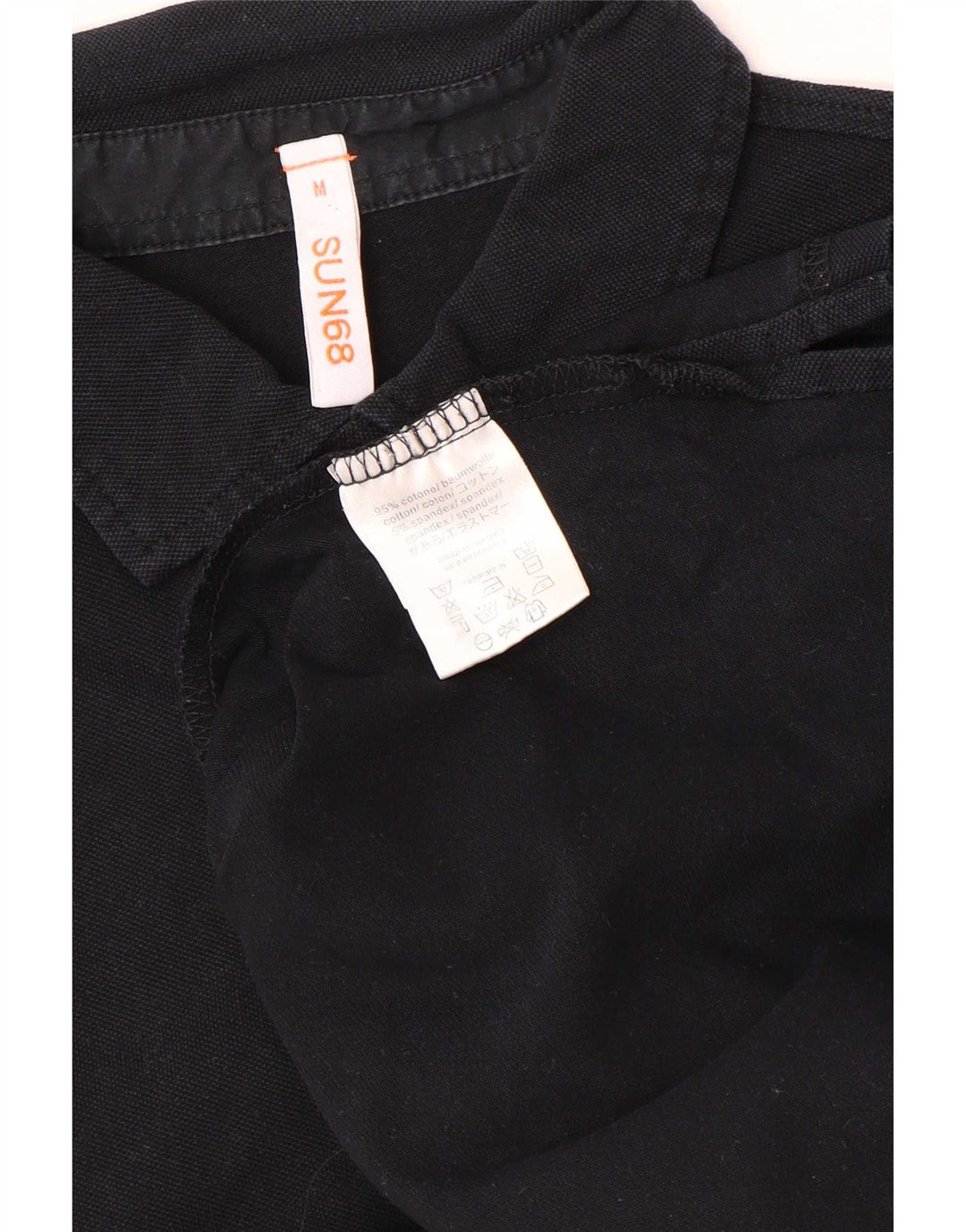 Camisa polo masculina Sun68 de algodão preto médio