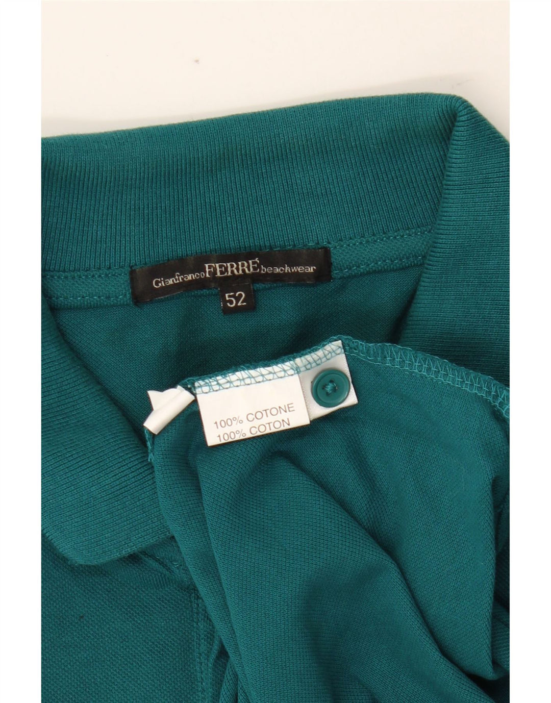 Camisa polo masculina GIANFRANCO FERRE IT 52 grande algodão verde