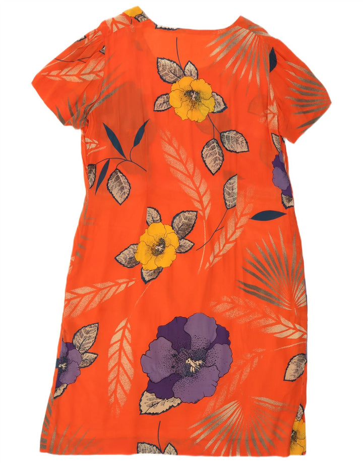 Vestido feminino vintage UK 12 floral laranja médio