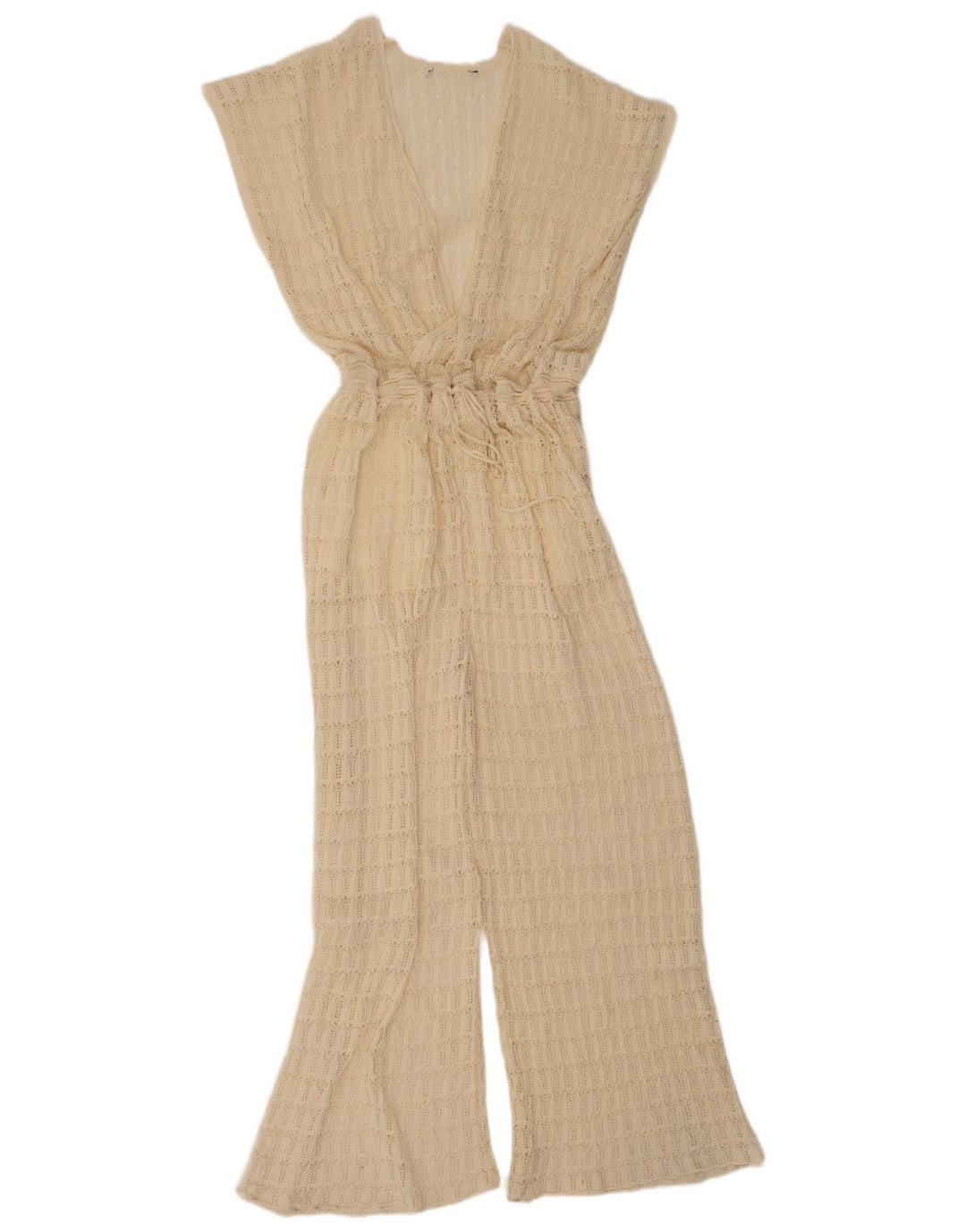 Macacão feminino vintage sem mangas UK 12 médio bege