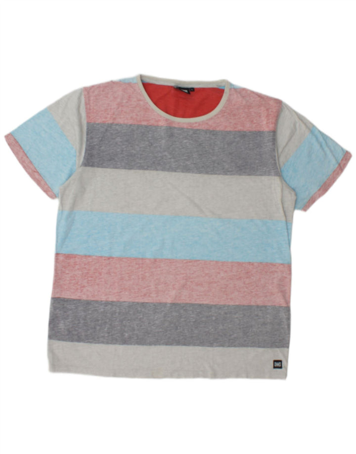 Animal Camiseta Masculina Top Grande Algodão Listrado Multicolorido