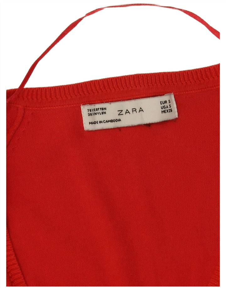 Suéter cardigã feminino Zara Reino Unido 10 pequeno vermelho