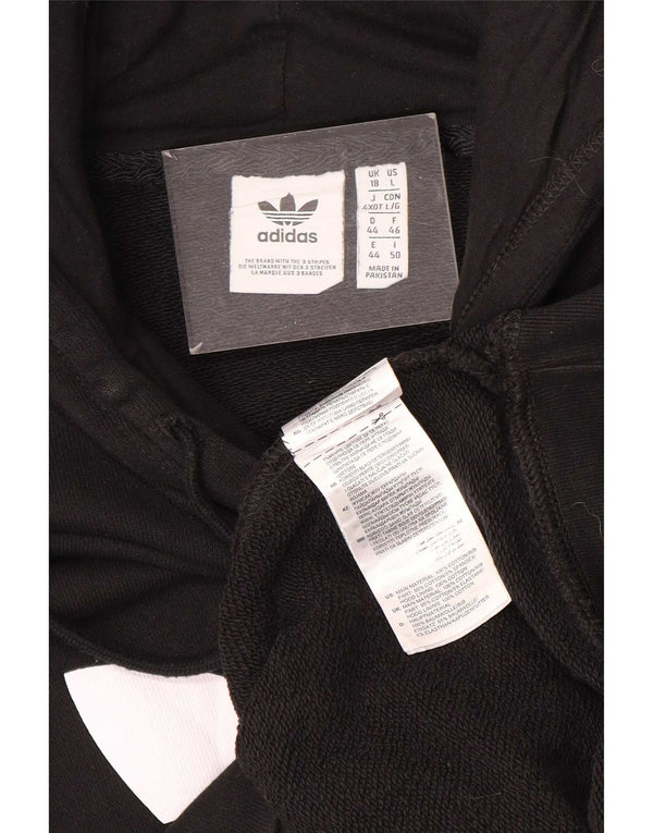 Jumper com capuz gráfico feminino Adidas UK 18 XL preto algodão