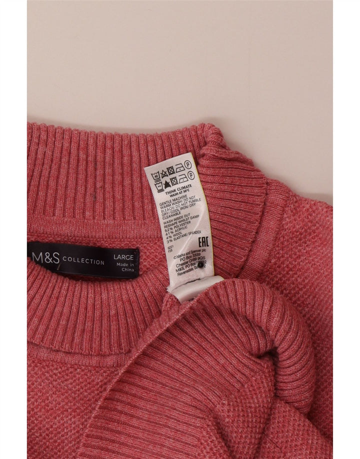 Suéter feminino Marks & Spencer grande com gola redonda Reino Unido 16 grande rosa