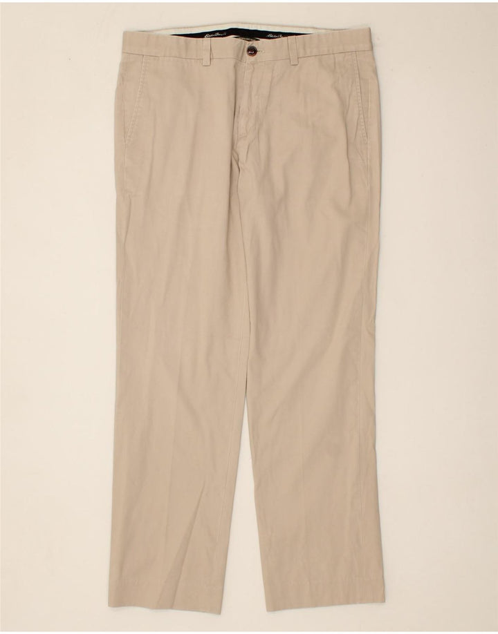 EDDIE BAUER Mens Khakis Slim Chino Trousers W36 L32 Beige Cotton Vintage Eddie Bauer and Second-Hand Eddie Bauer from Messina Hembry 