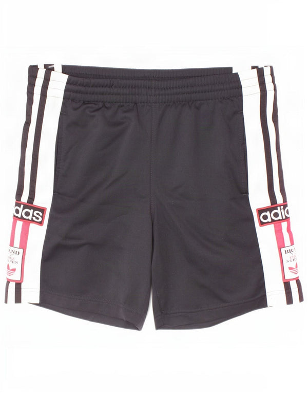Shorts esportivos gráficos Adidas para meninos 11-12 anos preto colorblock poliéster
