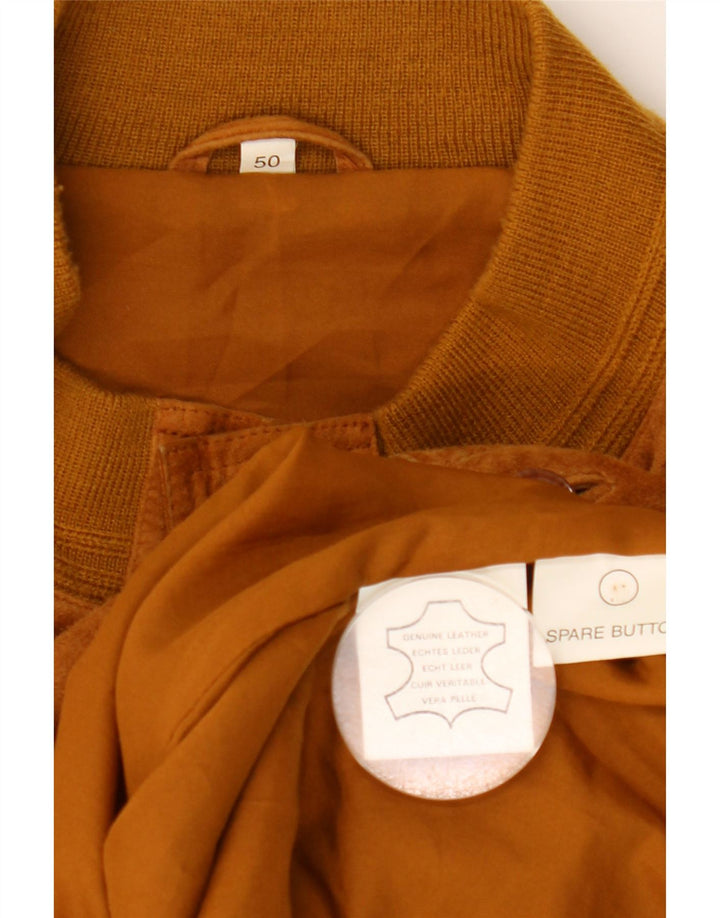 Jaqueta bomber de camurça masculina vintage UE 50 grande couro marrom
