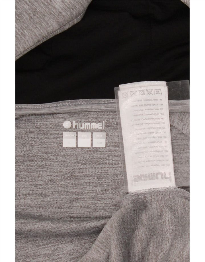 Suéter masculino HUMMEL com capuz e zíper grande poliéster manchado cinza