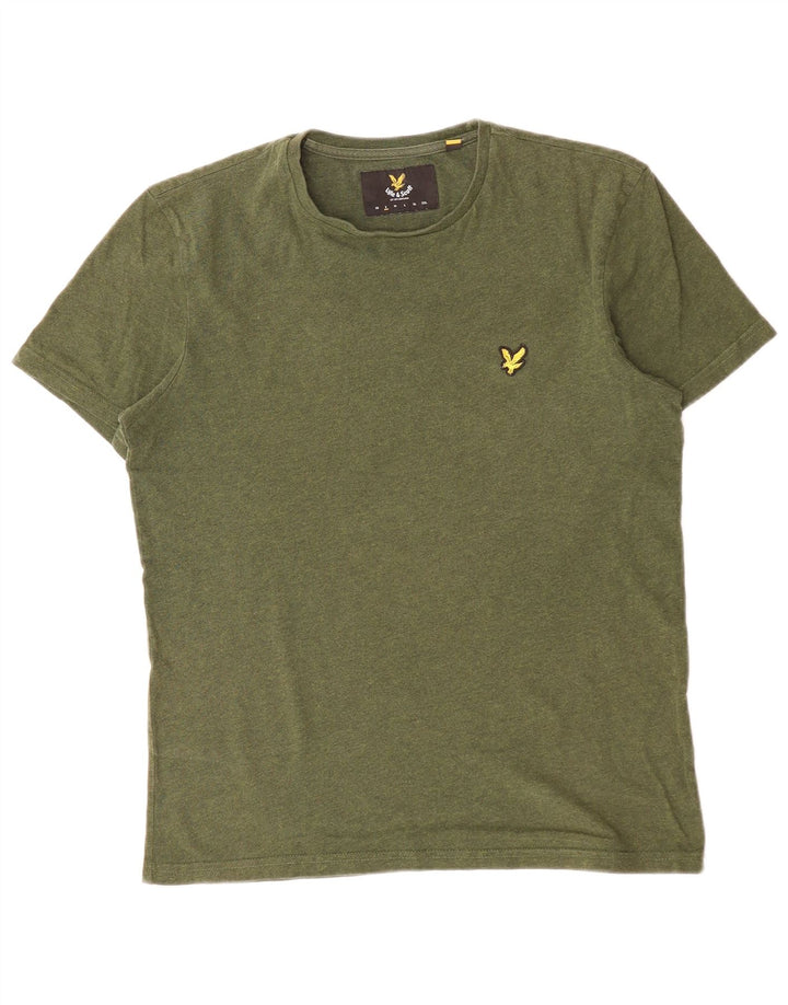 Camiseta masculina LYLE & SCOTT pequena de algodão cáqui