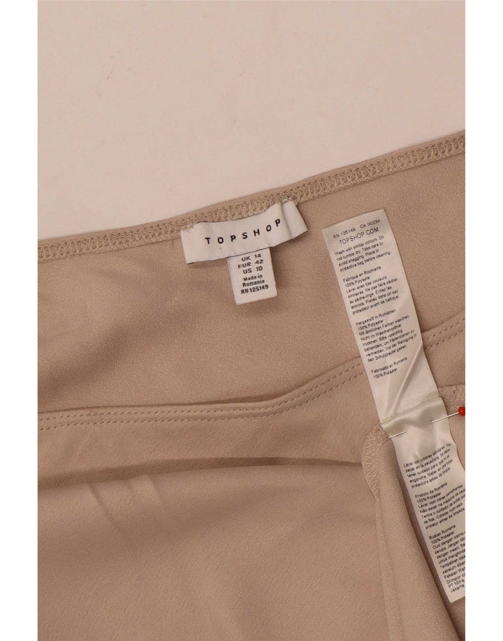 Saia Maxi Feminina Topshop Reino Unido 14 Grande W36 Poliéster Bege