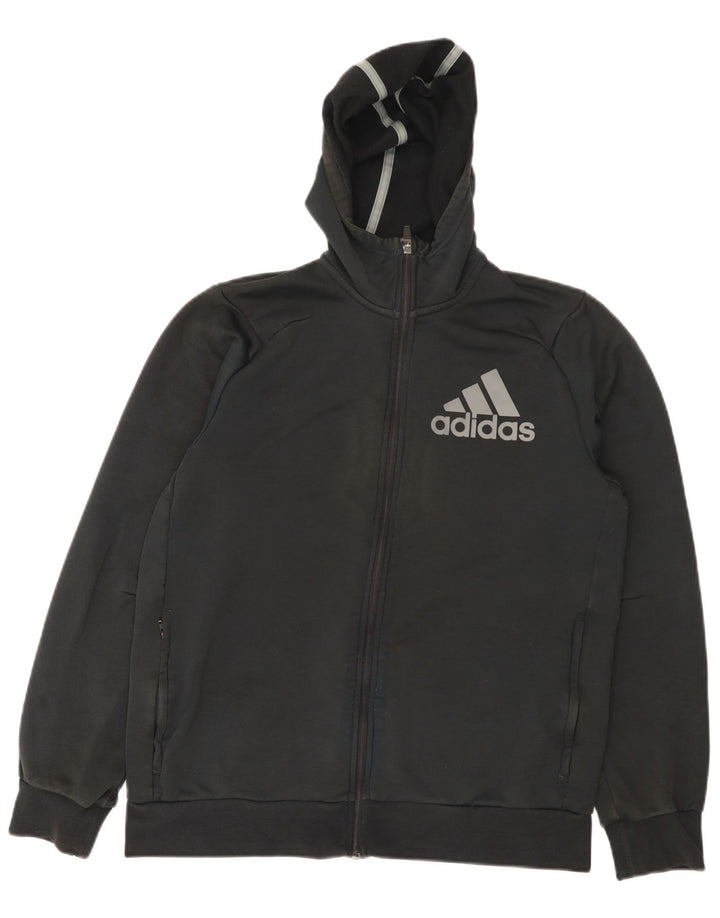 Suéter masculino Adidas Climalite Graphic Zip com capuz grande poliéster preto