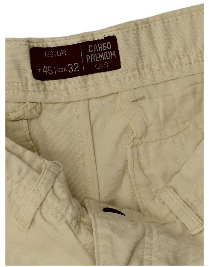 OVS Mens Regular Cargo Shorts W32 Algodão Bege Médio
