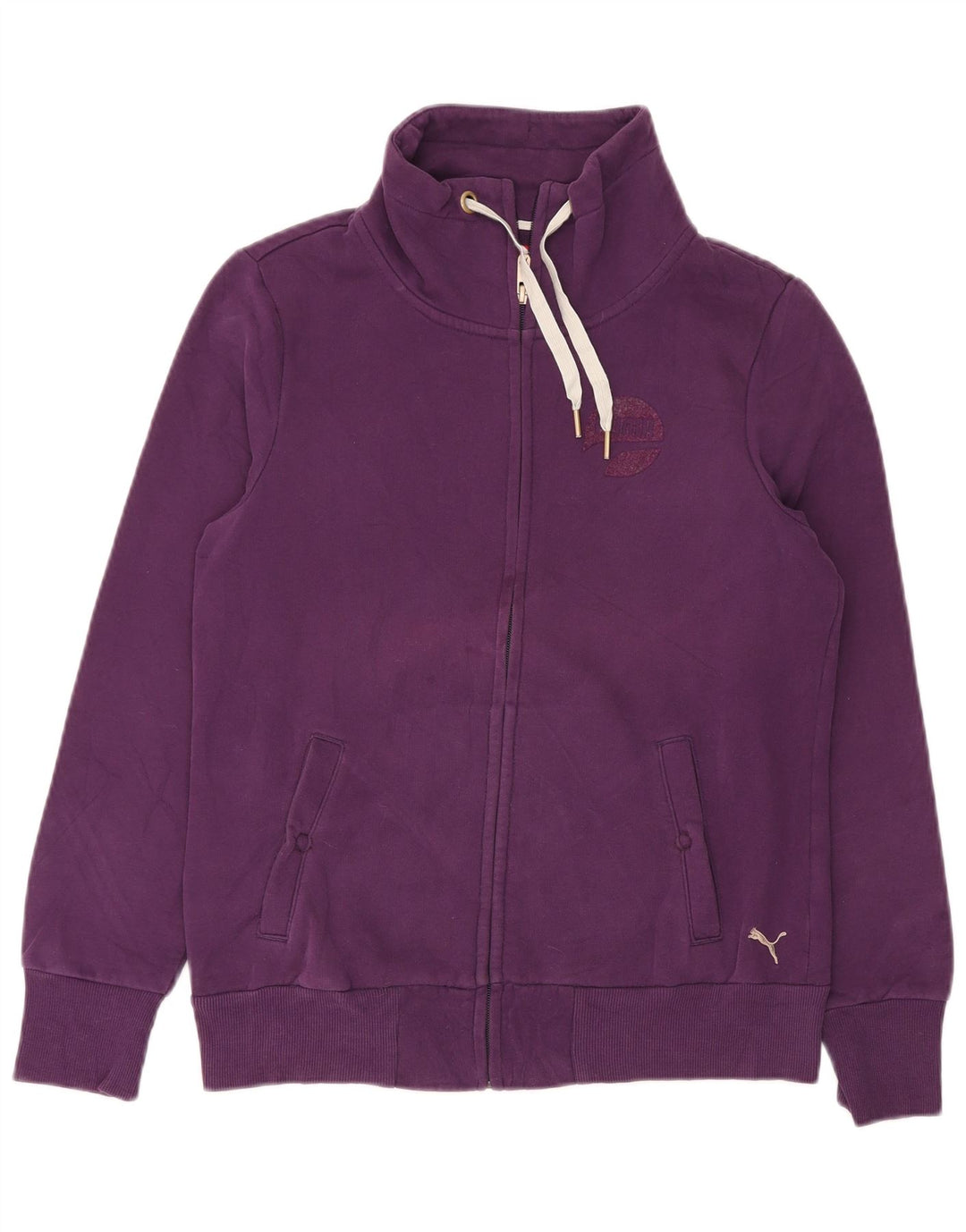 Puma Womens Tracksuit Top Jacket UK 14 Grande Roxo Poliéster