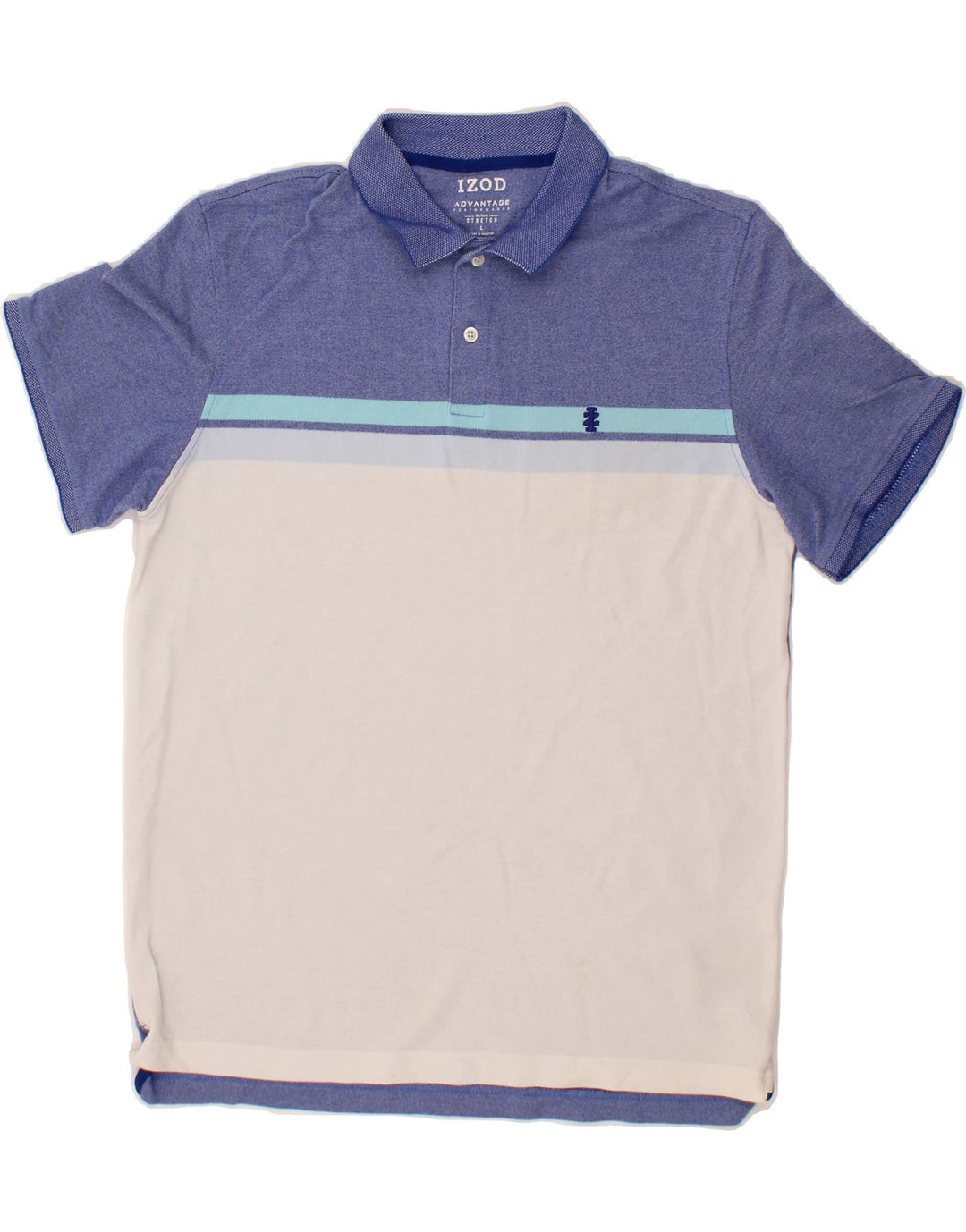 IZOD Mens Polo Shirt Large Blue Colourblock Cotton Vintage Izod and Second-Hand Izod from Messina Hembry 