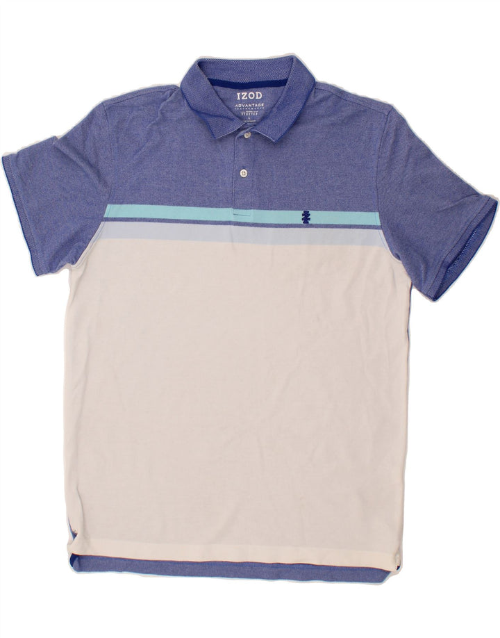 IZOD Mens Polo Shirt Large Blue Colourblock Cotton Vintage Izod and Second-Hand Izod from Messina Hembry 